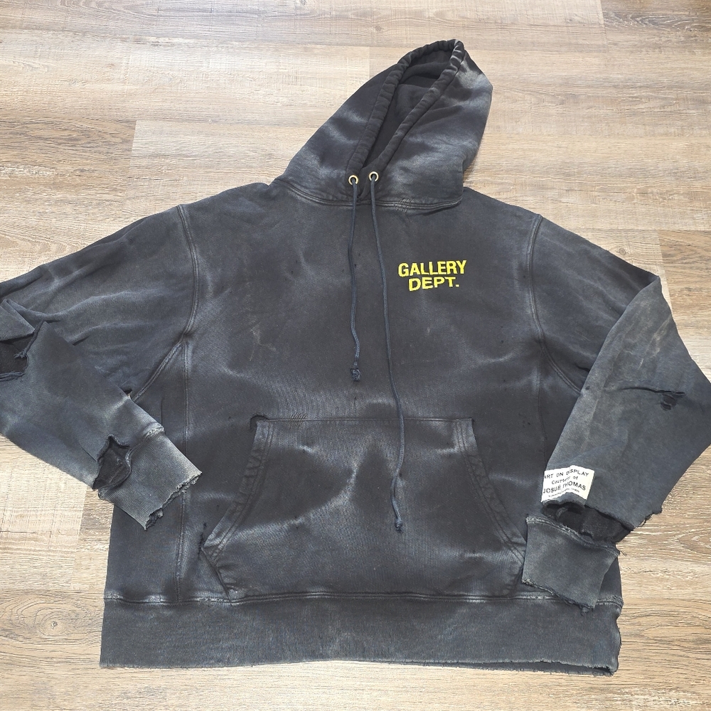 Gallery Dept Sun Faded Logo Pullover Hoodie Gray Size‎ Large Authentic Has Holes